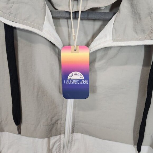 1 Sunset Lane Color Block Windbreaker Jacket in Grey Combo - Size Medium - Picture 6 of 9